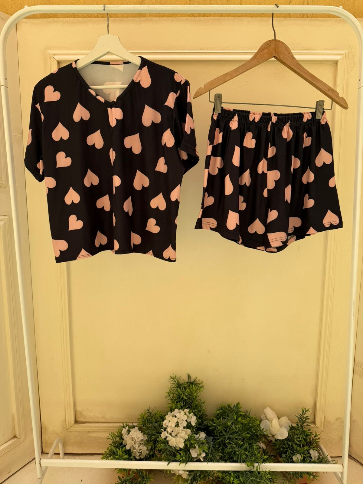 Midnight Hearts Shorts Set