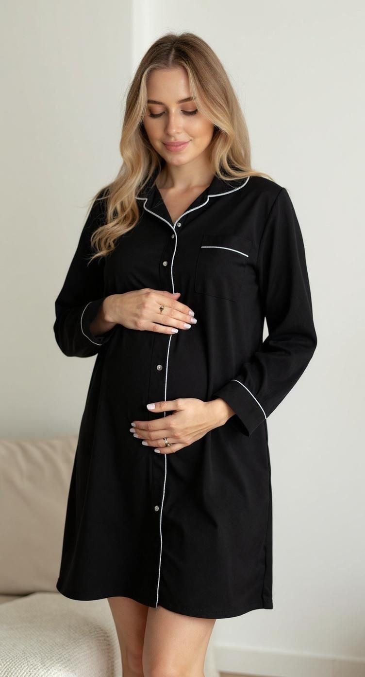 Black Cotton Nightshirt