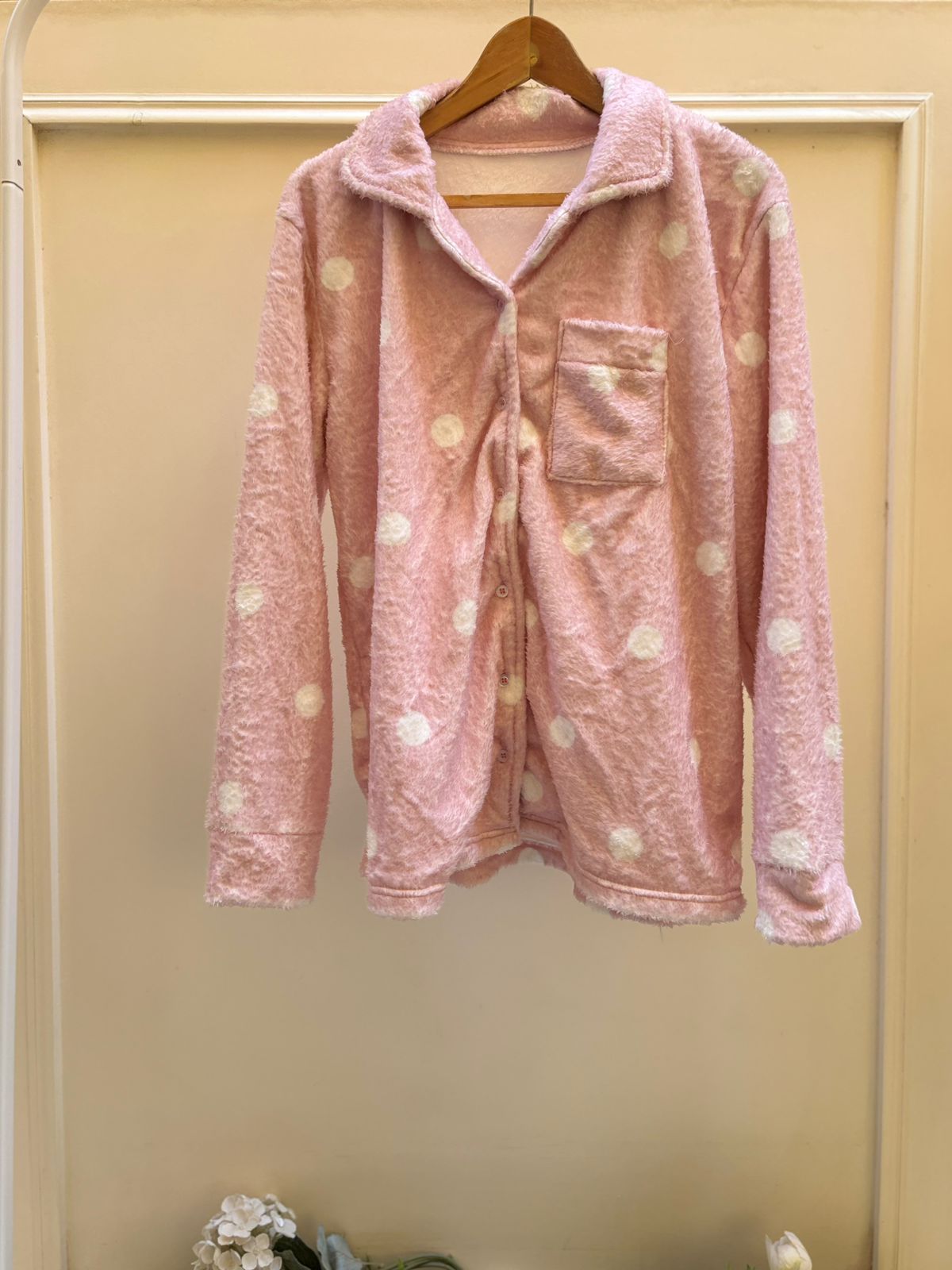 Pink Polka Polar Buttoned Top