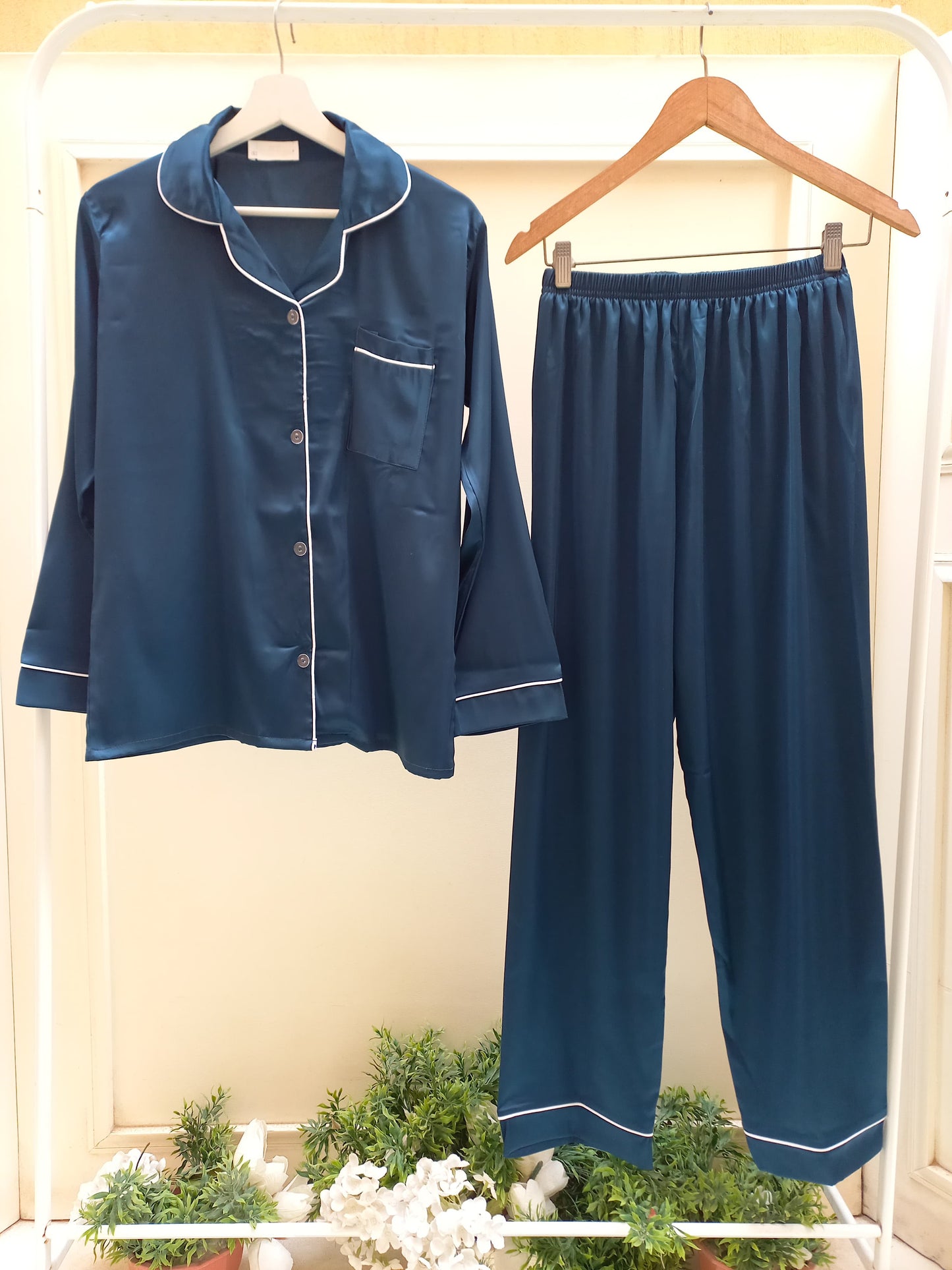 Petrol Blue Aura Satin Set