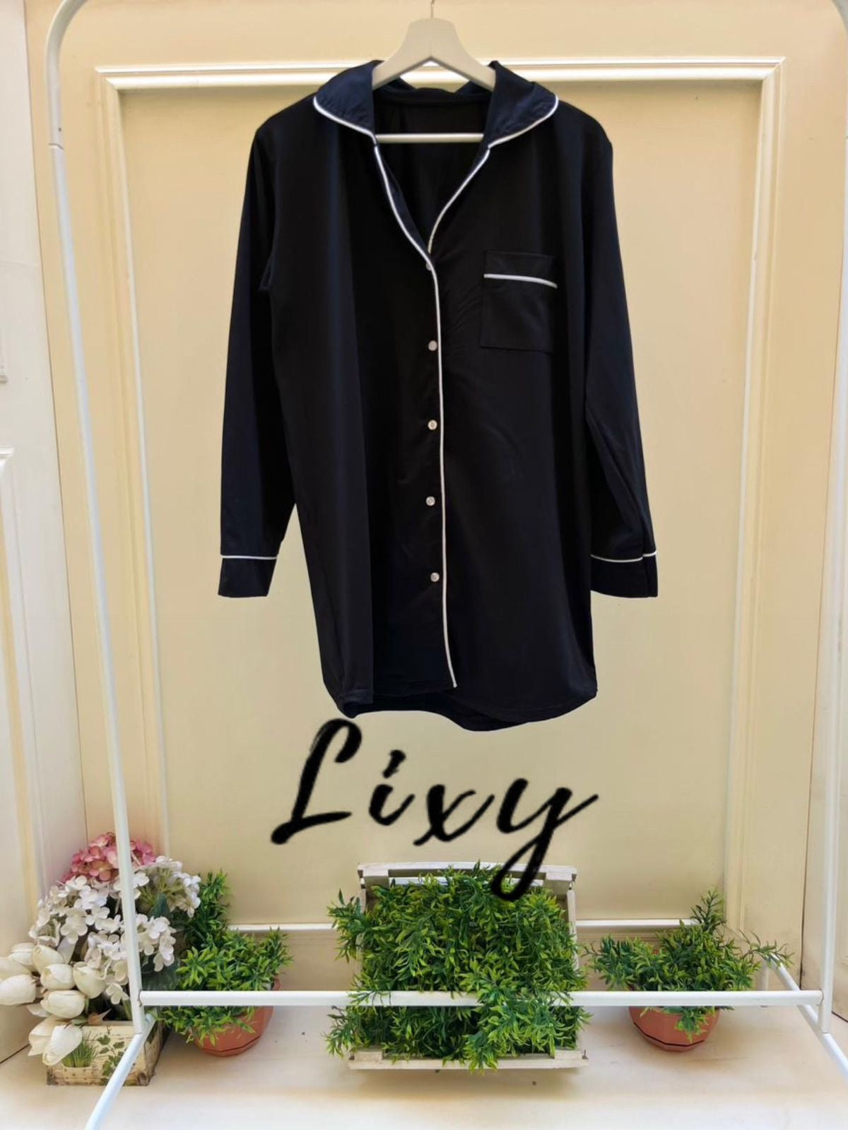 Black Cotton Nightshirt