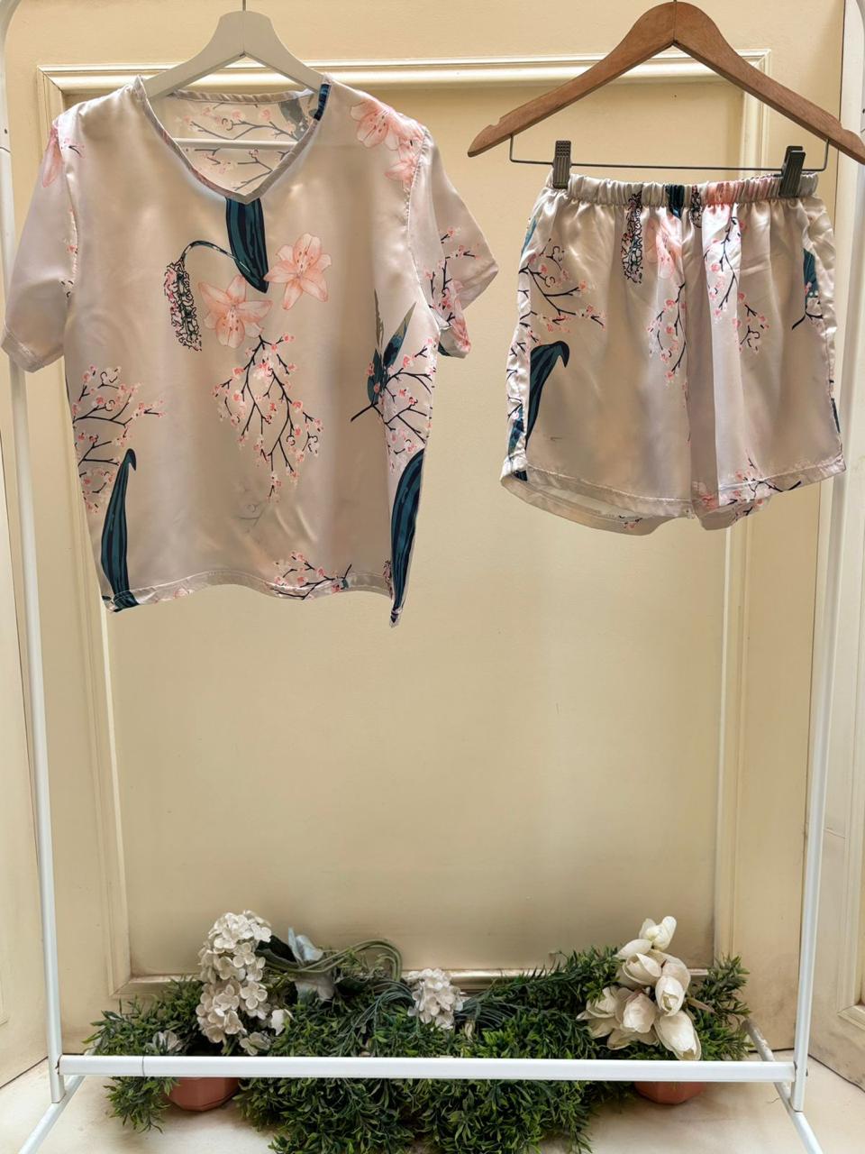 Orchid Satin Shorts Set