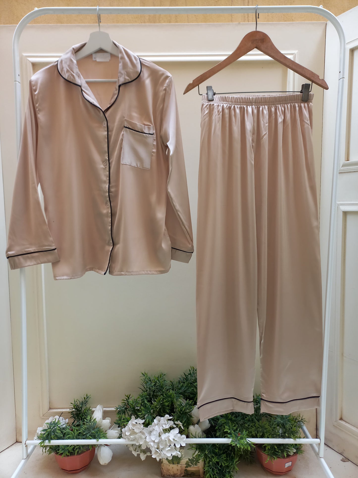 Beige Aura Satin Set