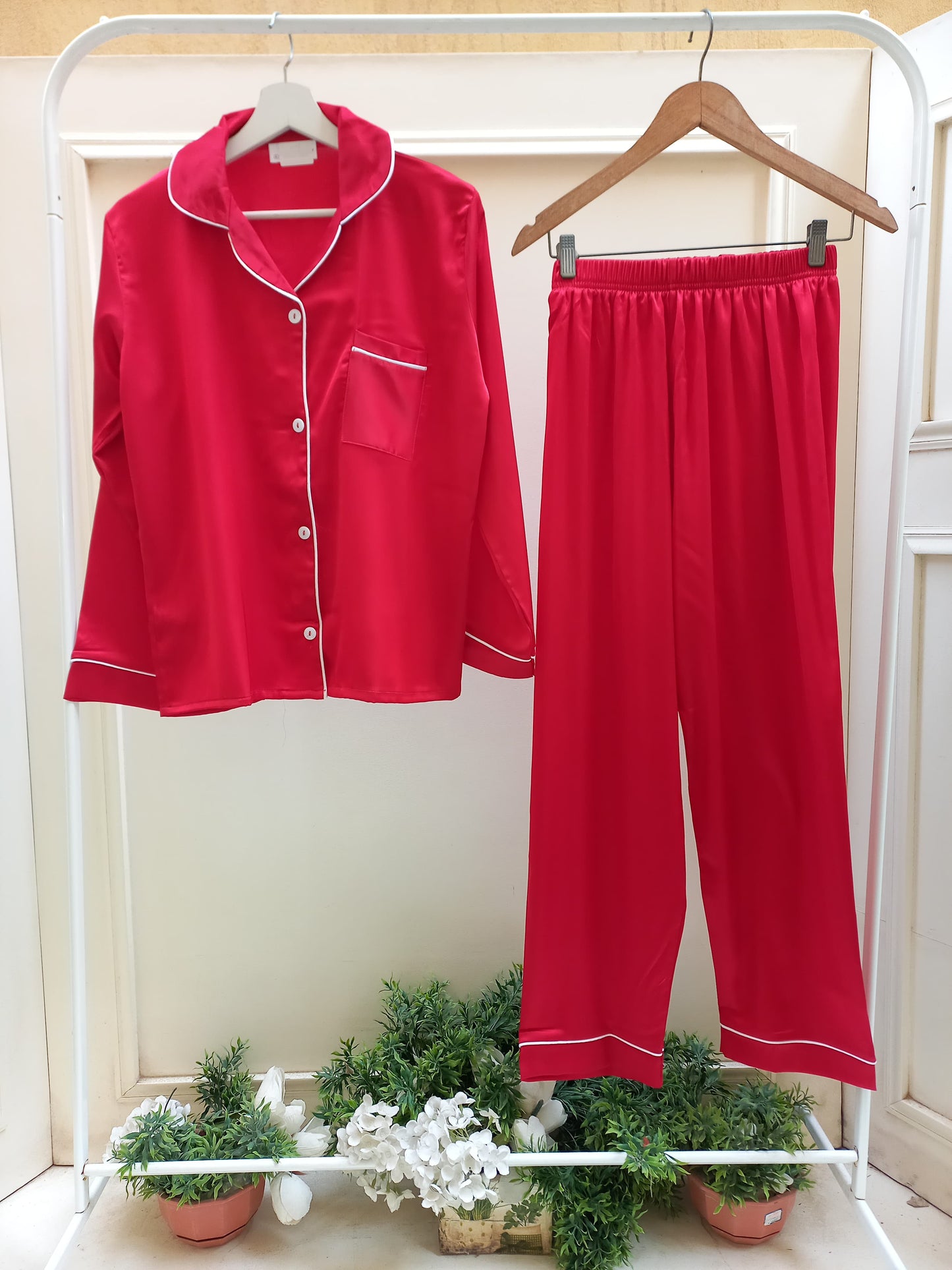 Red Aura Satin Set