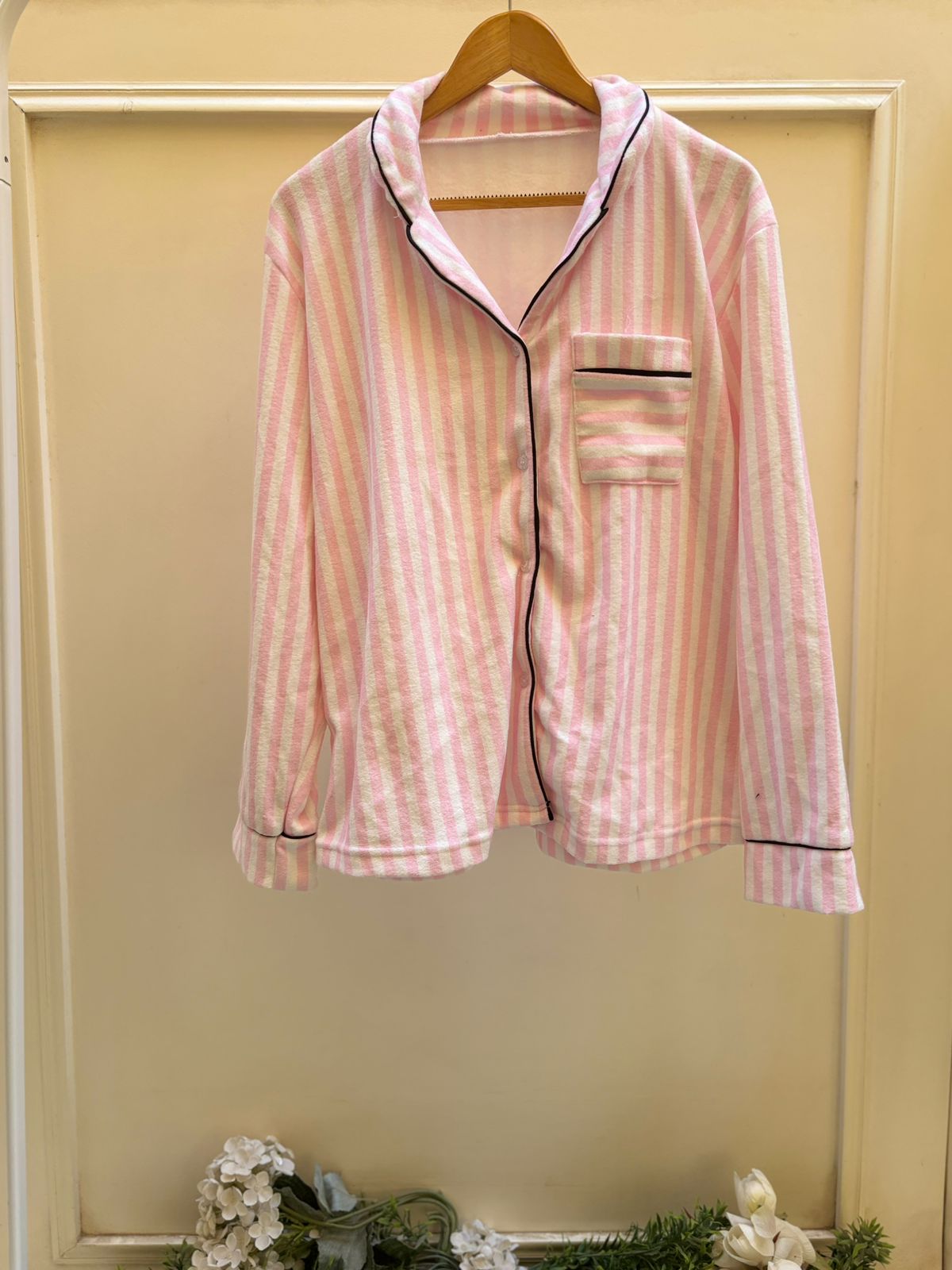 Pink Stripes Velvet Top
