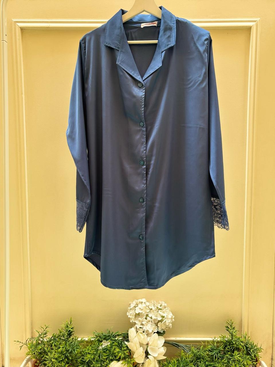 Blue Satin Nightshirt