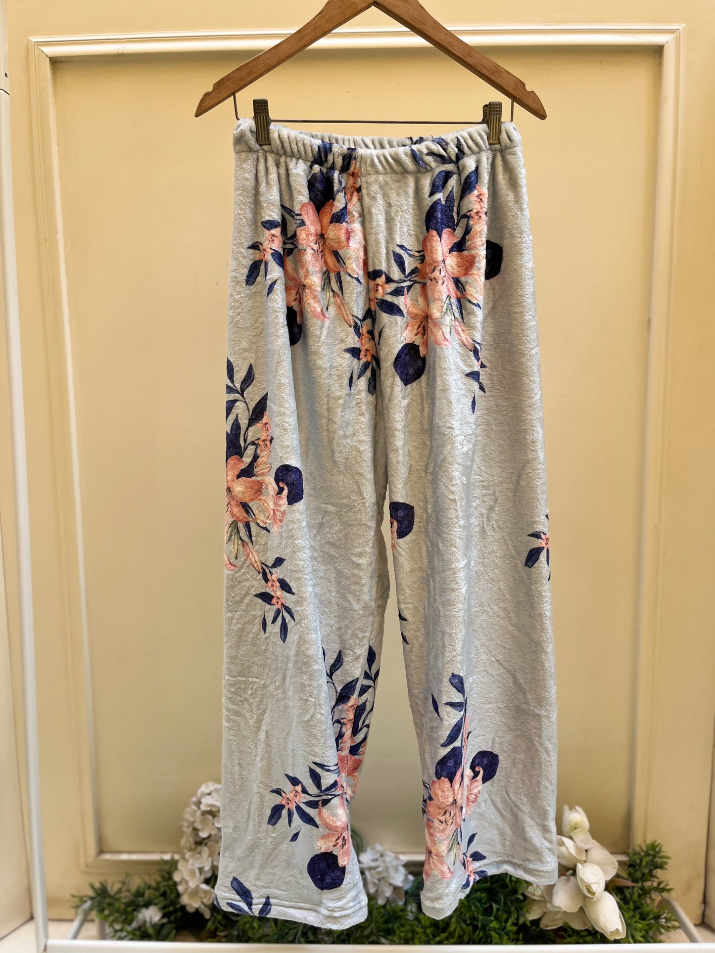 Baby Blue Flower Polar Pants
