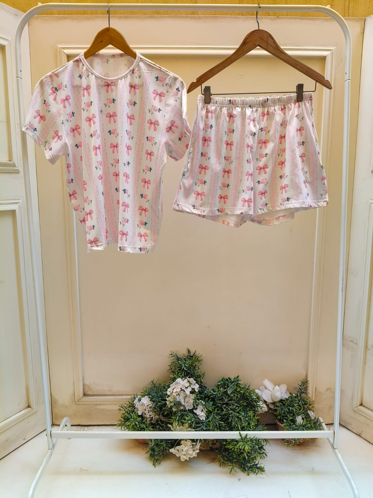 Floral Bow Shorts Set
