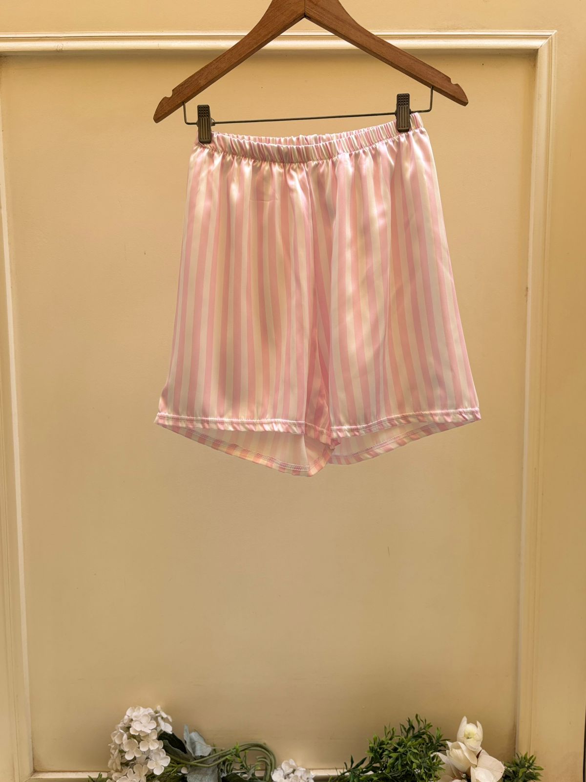 Pink Stripes Satin Shorts