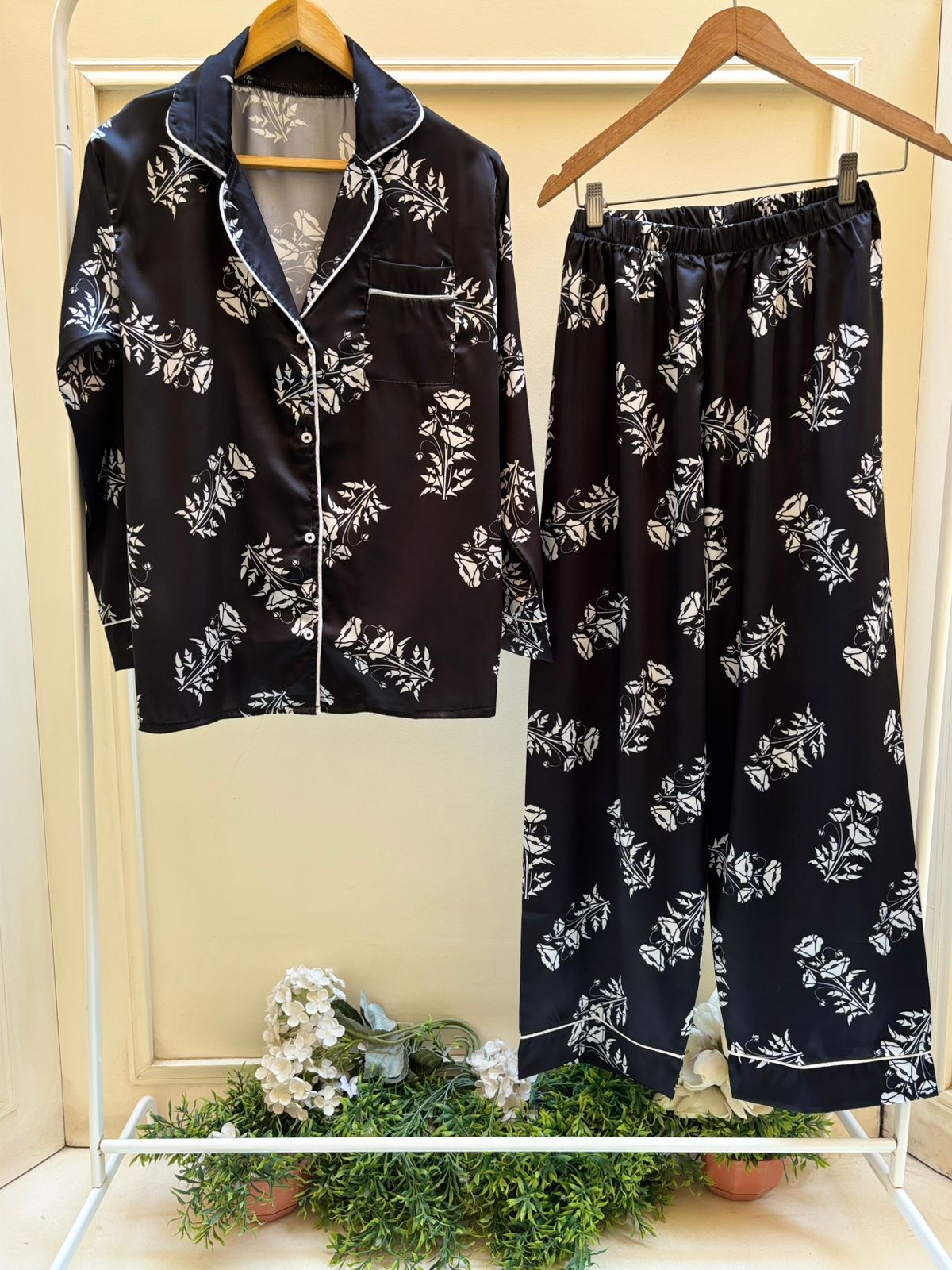 Black Luna Satin Set