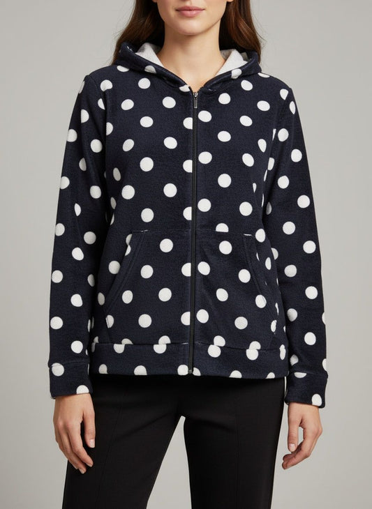 Black Polka Polar Hoodie