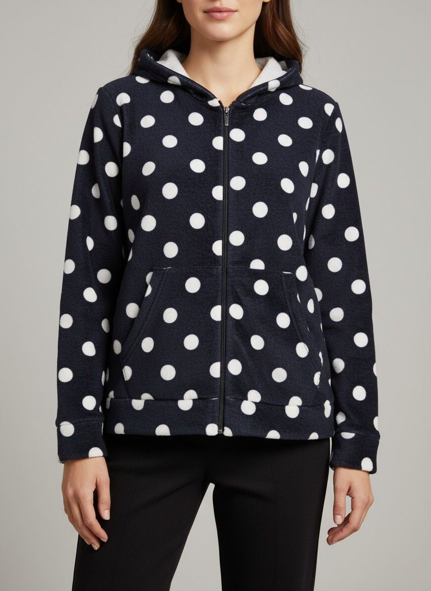 Black Polka Velvet Hoodie