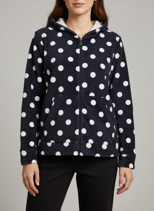 Black Polka Velvet Hoodie