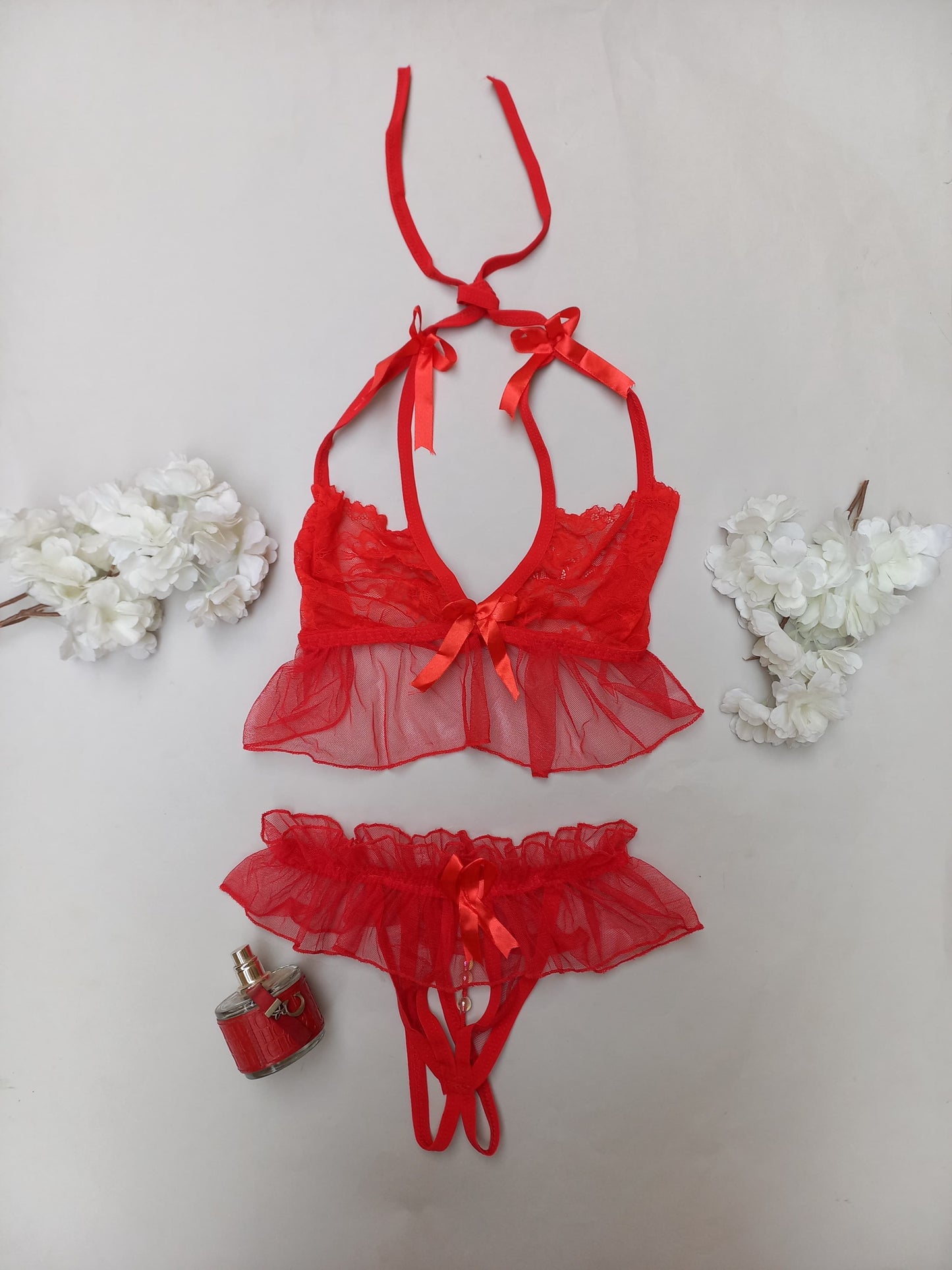 Red Pearl Lace Lingerie