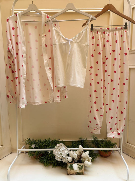 Red Hearts Robe Set