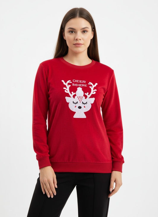 Red Deer Velvet Top