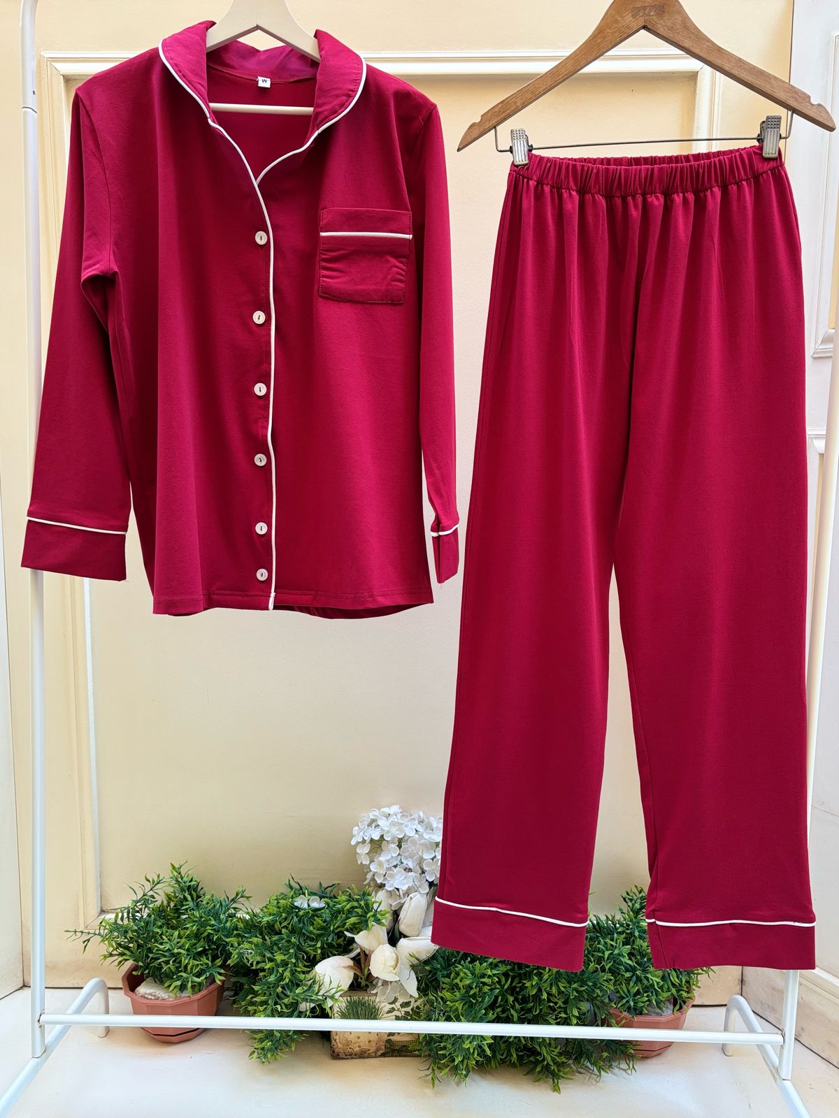 Burgundy Buttoned Set