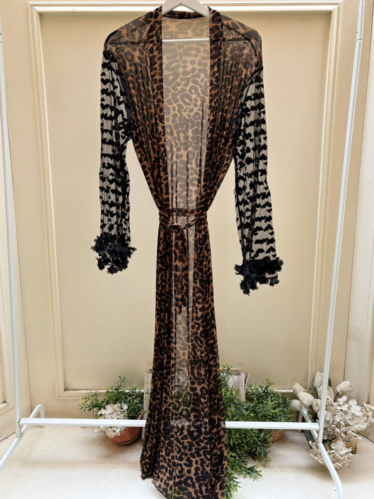 Leopard Chiffon Lingerie Robe