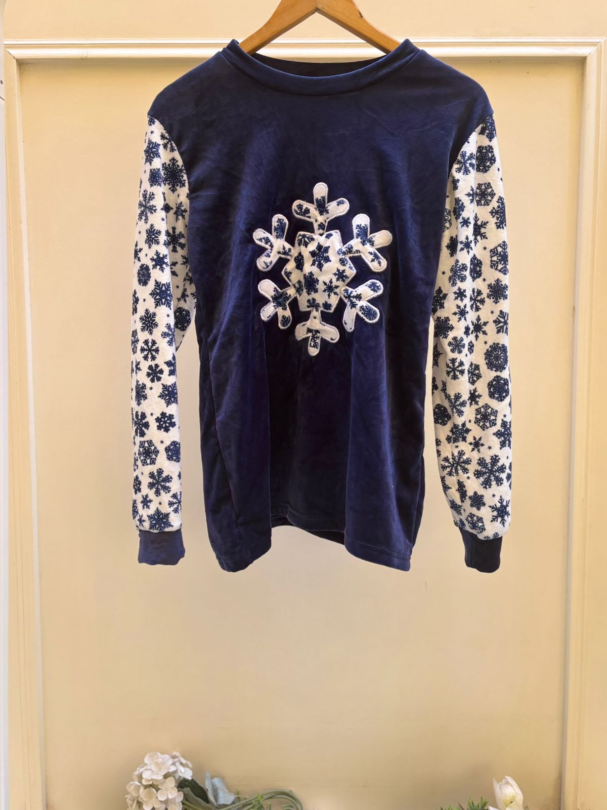 Navy Snow Velvet Top