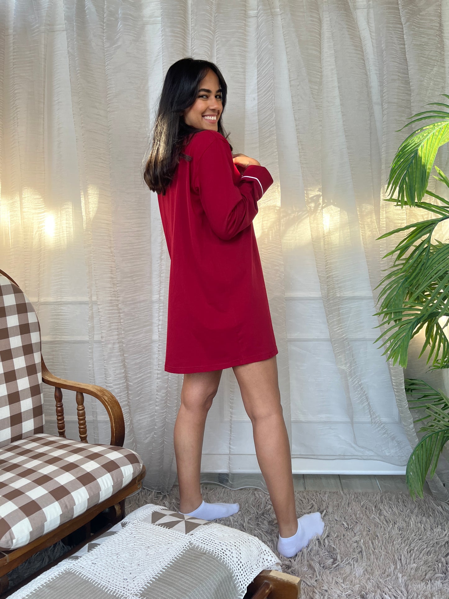 Burgundy Cotton Nightshirt