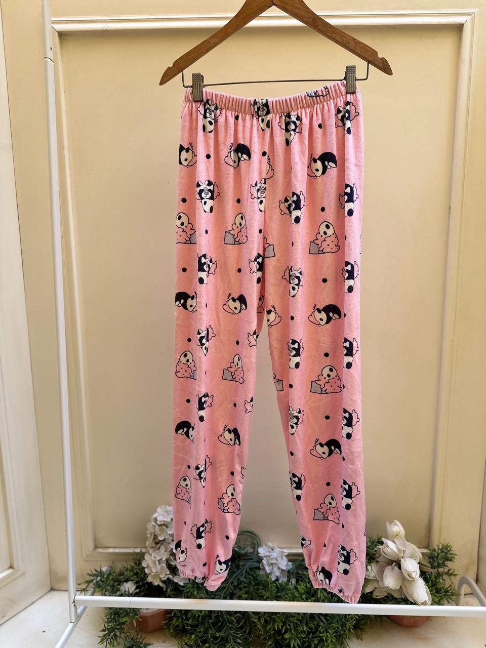 Pink Panda Velvet Pants