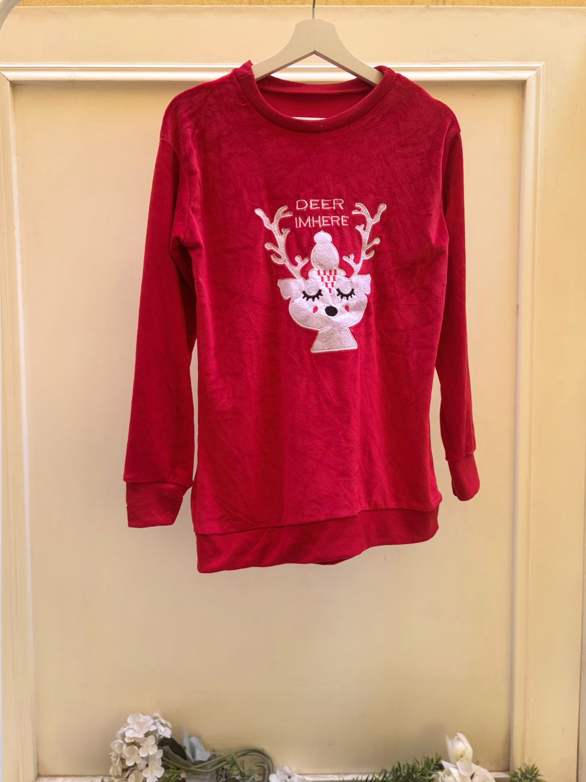 Red Deer Velvet Top