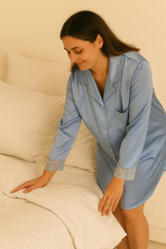 Baby Blue Satin Nightshirt