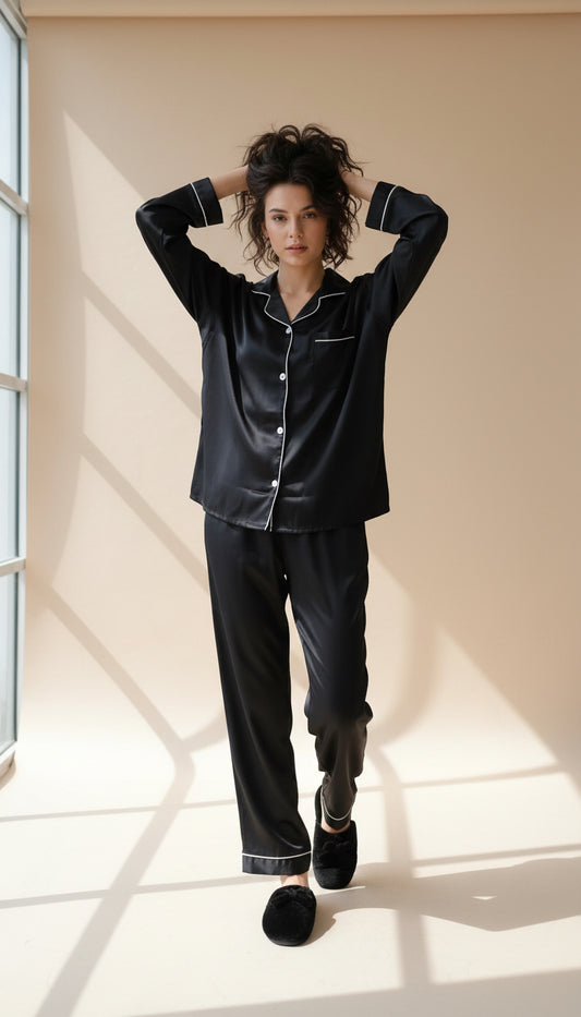 Black Aura Satin Set