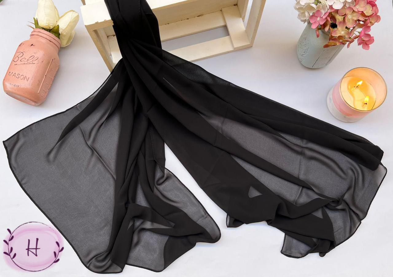 Plain Black Chiffon Scarf