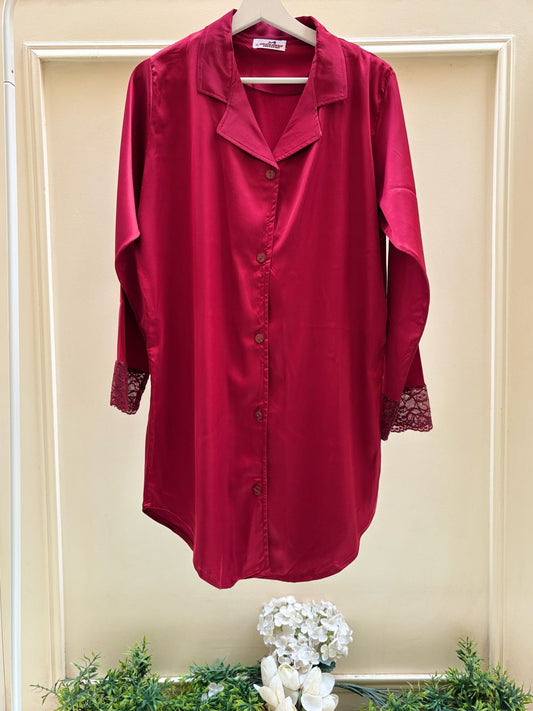 Burgundy Satin Nightshirt