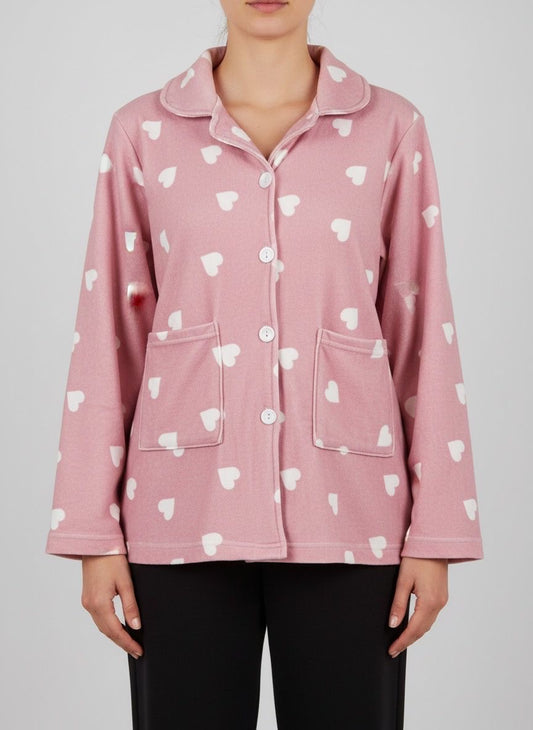 Cashmere Hearts Velvet Buttoned Top