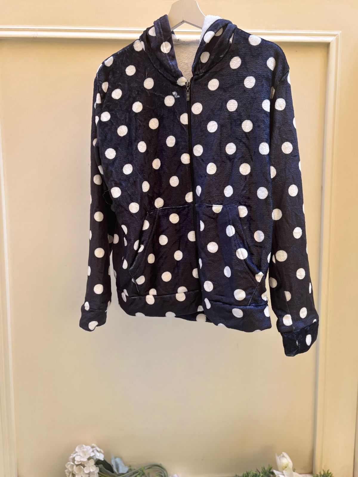 Black Polka Polar Hoodie