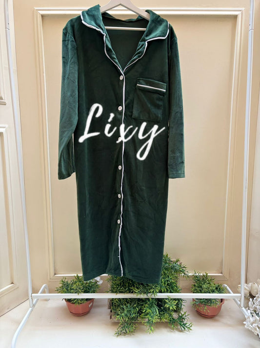 Olive Buttoned Nightshirt