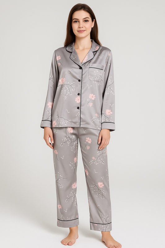Grey Rose Satin
