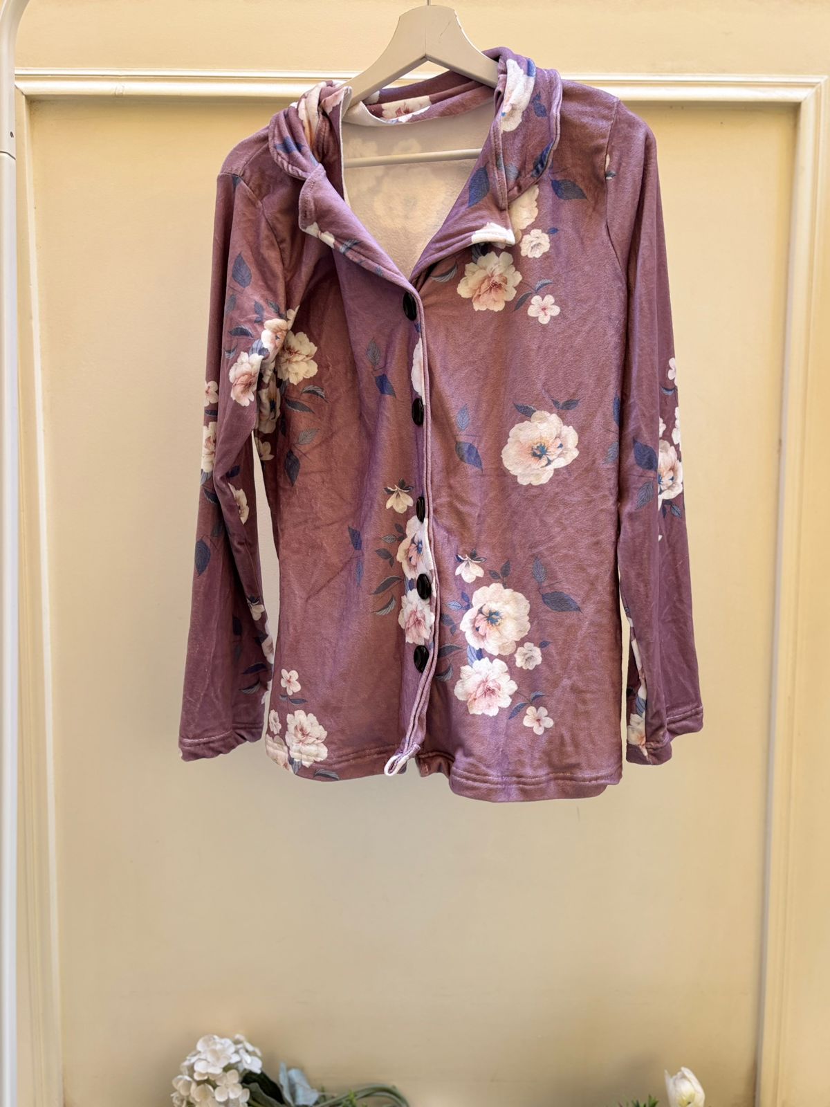 Lilac Flowers Buttoned Top