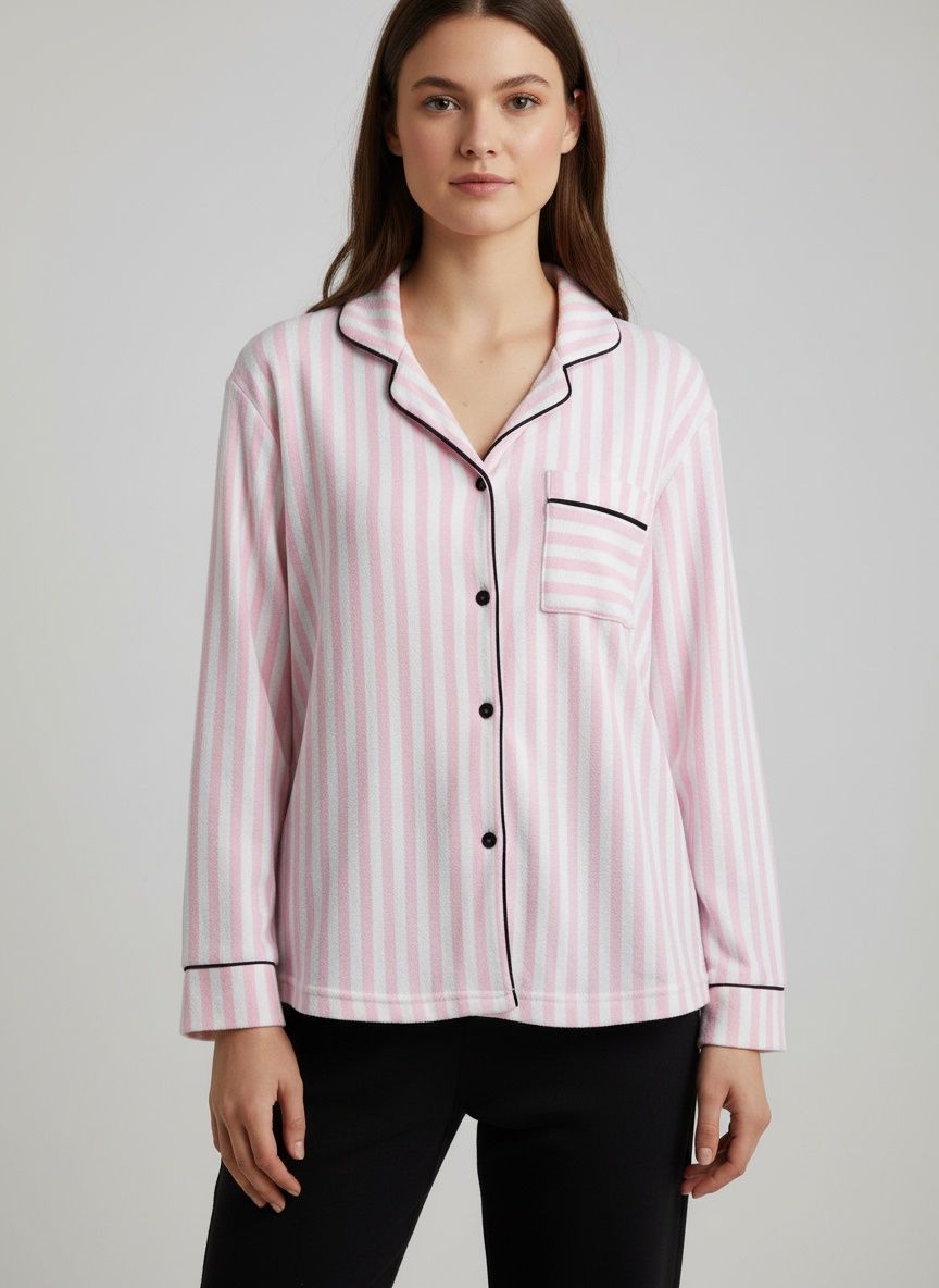 Pink Stripes Velvet Top
