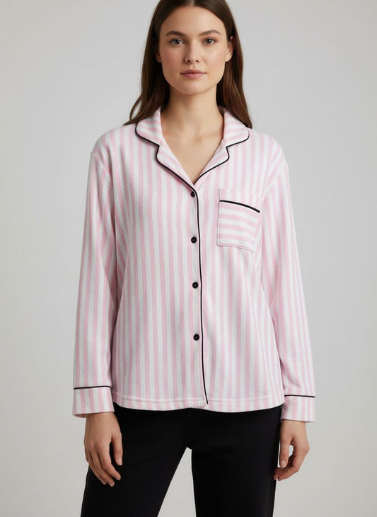 Pink Stripes Velvet Top