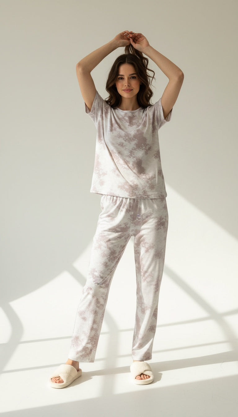 Beige Tiedye Set