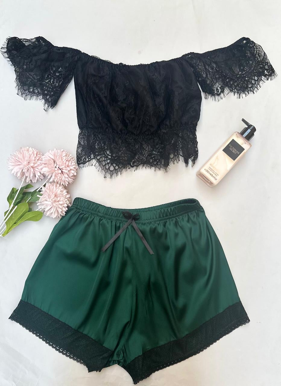 Teal Desire Satin Shorts