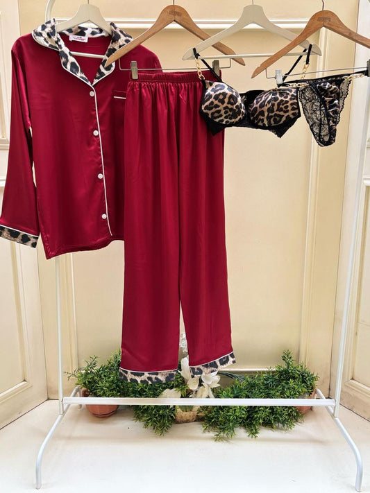 Burgundy Leopard Set