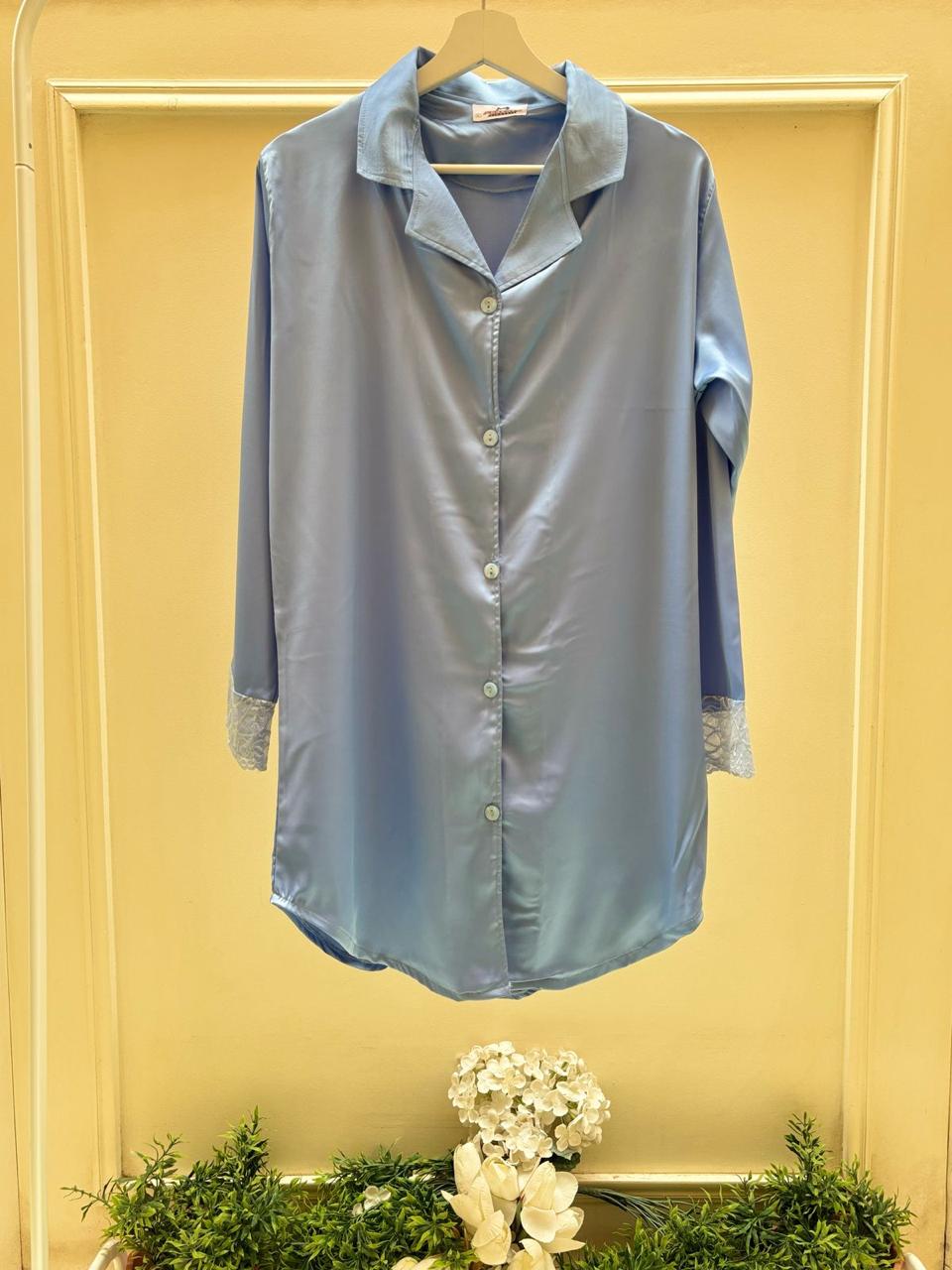 Baby Blue Satin Nightshirt