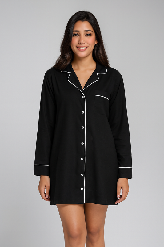 Black Cotton Nightshirt