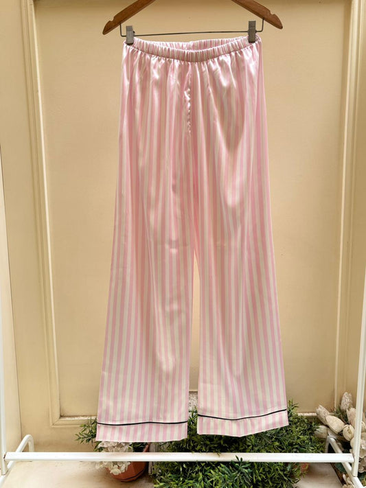 Pink Stripes Satin Pants Only