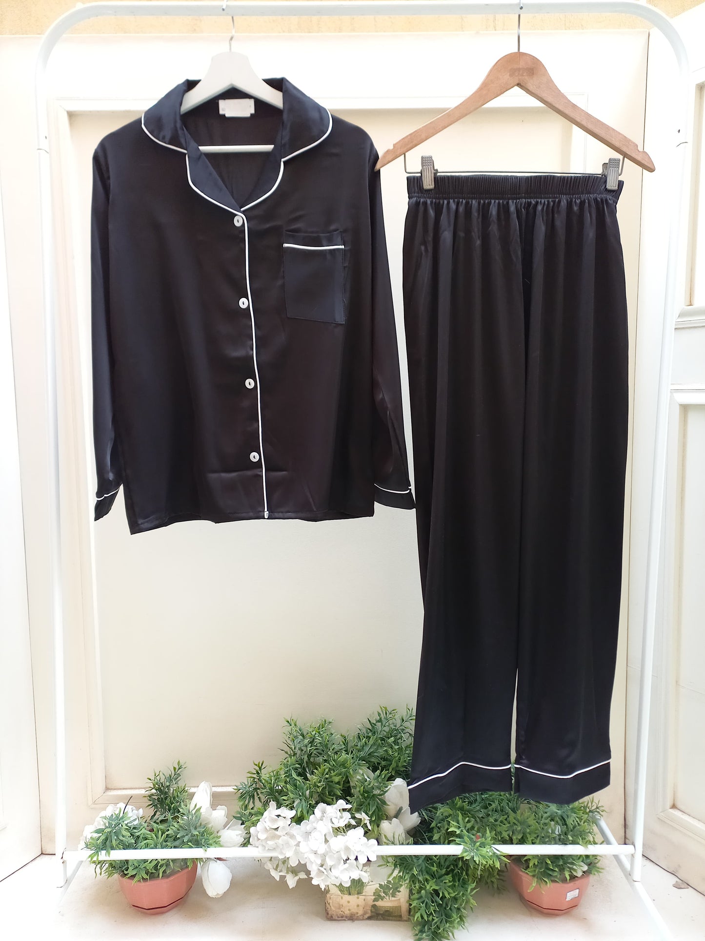 Black Aura Satin Set