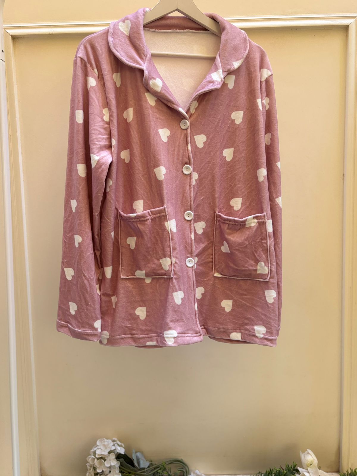 Cashmere Hearts Velvet Buttoned Top