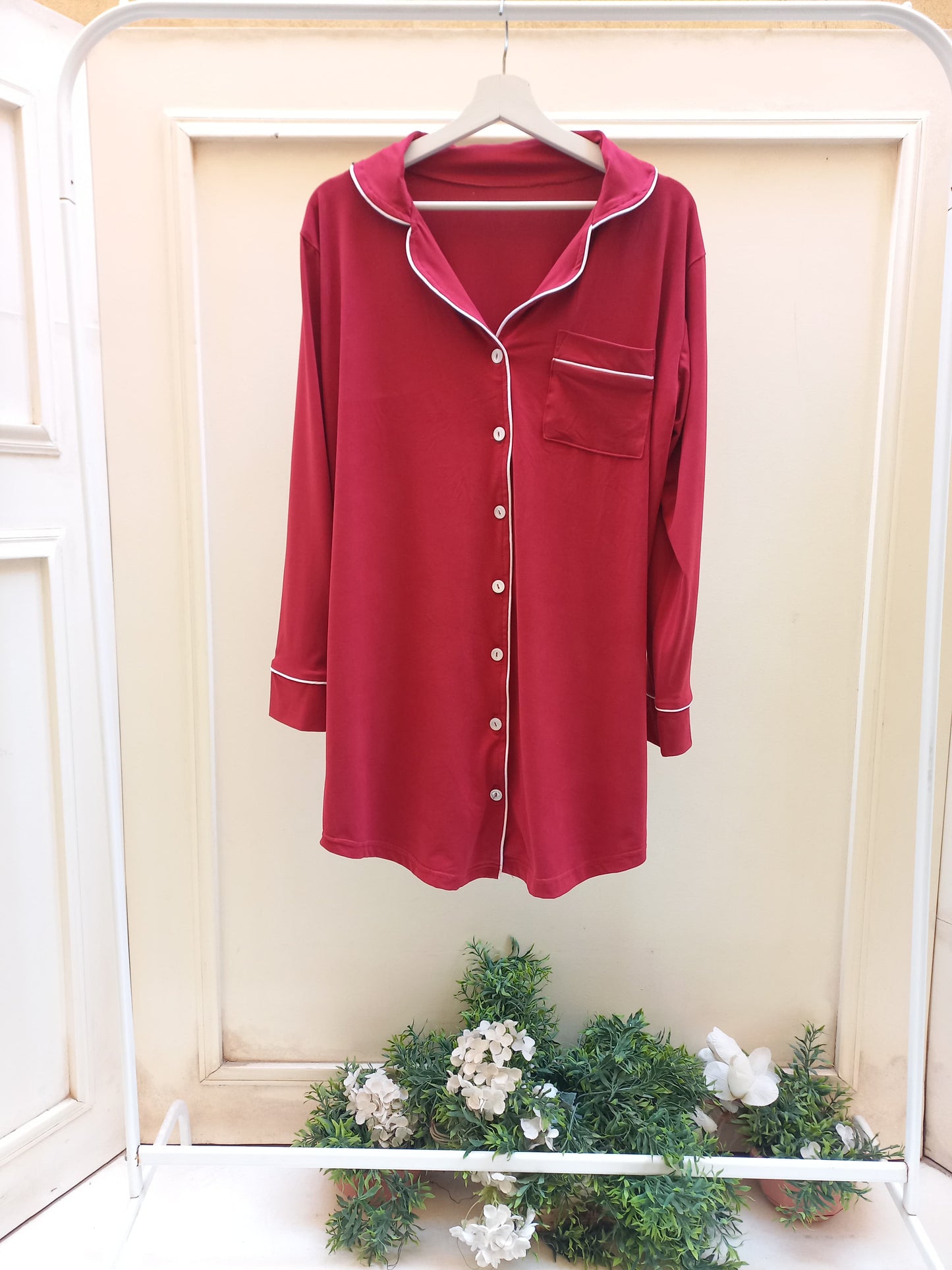 Burgundy Cotton Nightshirt