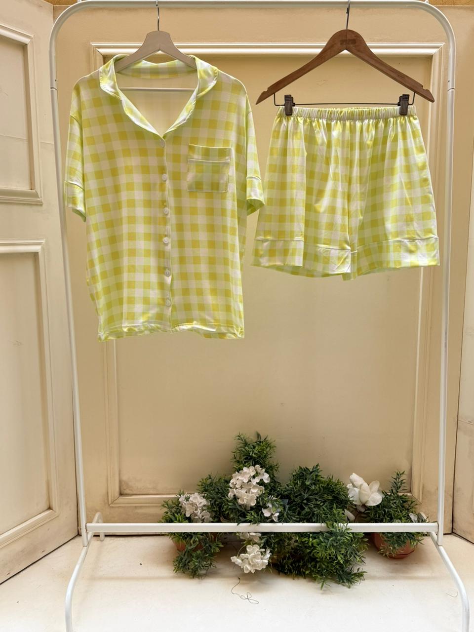 Lime Carreaux Shorts