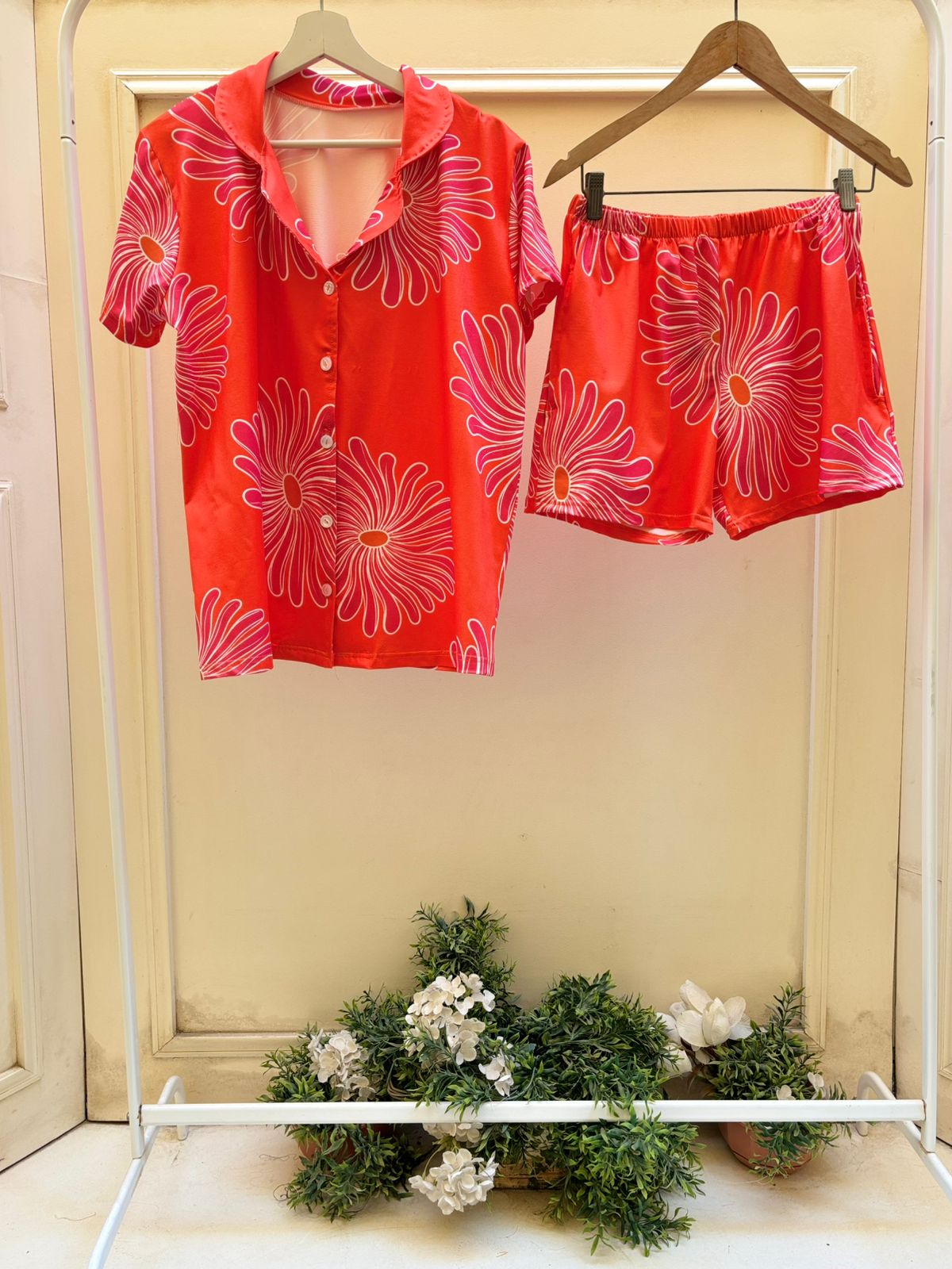 Coral Bloom Shorts Set