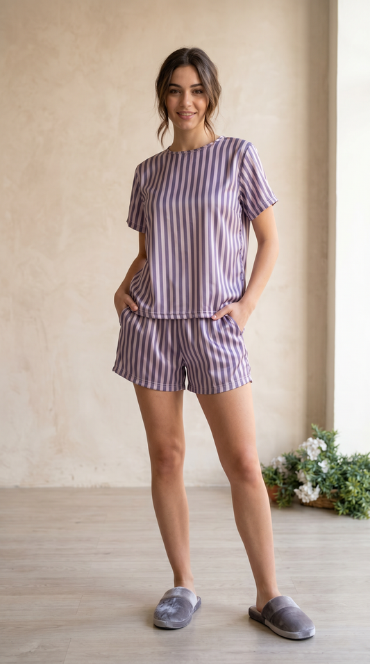 Rose Obsidian Satin Shorts