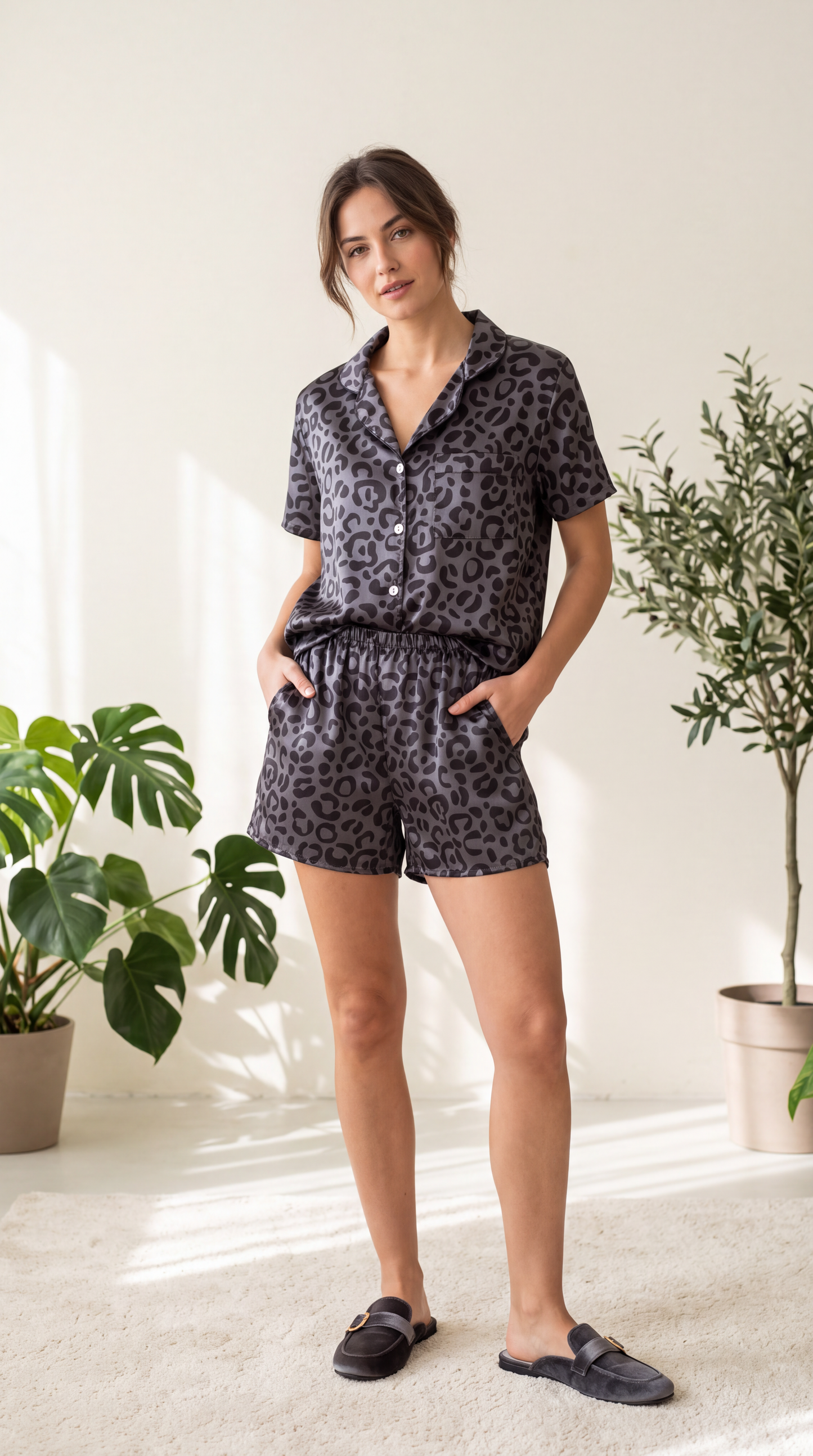 Ash Leopard Shorts Set